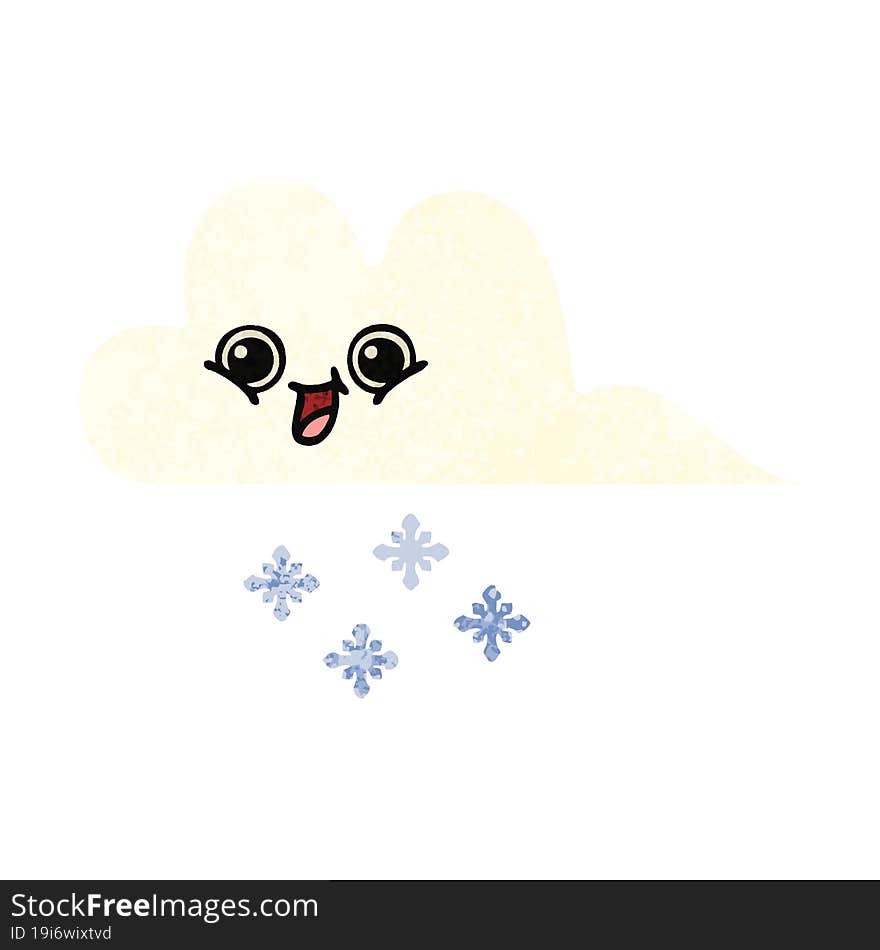 Retro Illustration Style Cartoon Snow Cloud