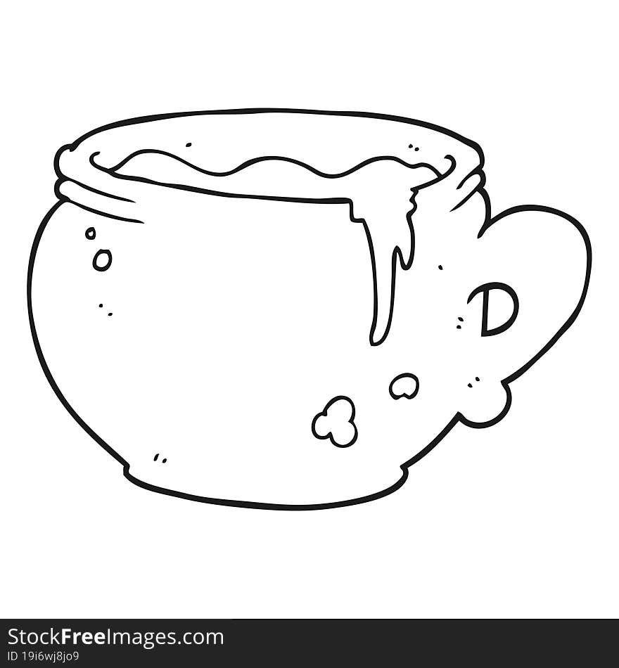 Black And White Cartoon Mug Of Soup