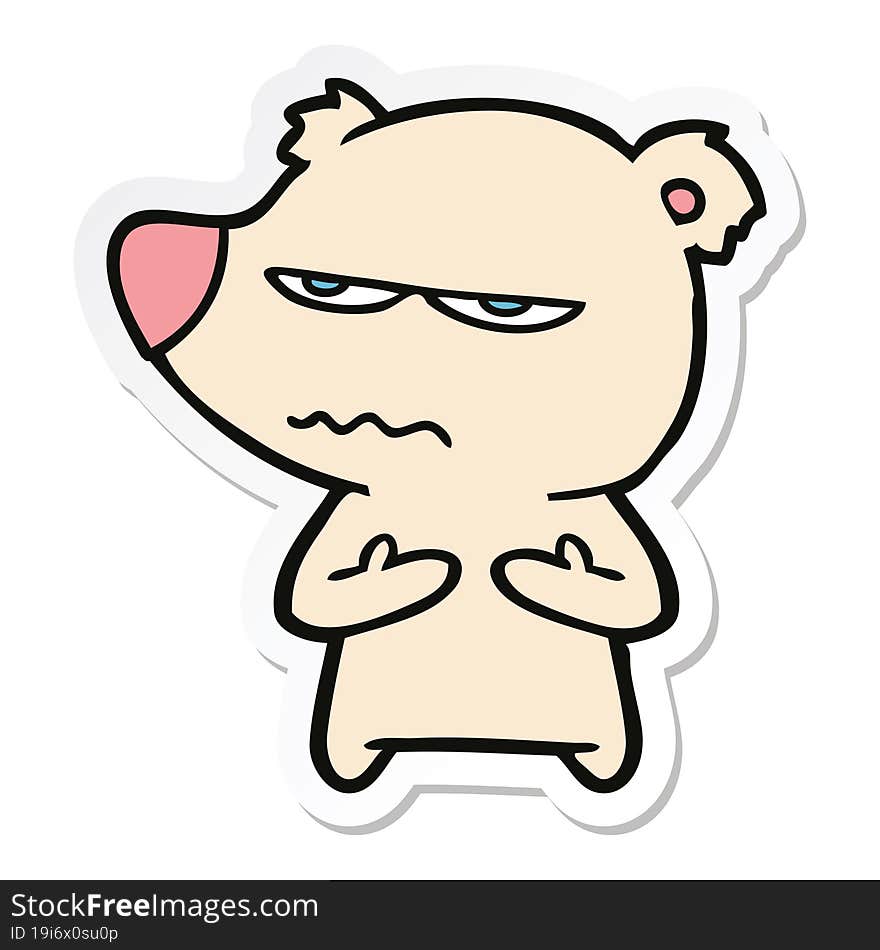 sticker of a annoyed bear cartoon