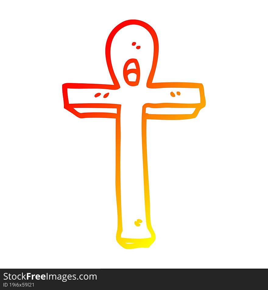 warm gradient line drawing cartoon ankh symbol