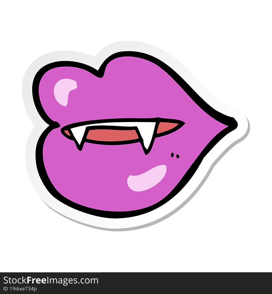 sticker of a cartoon vampire fangs