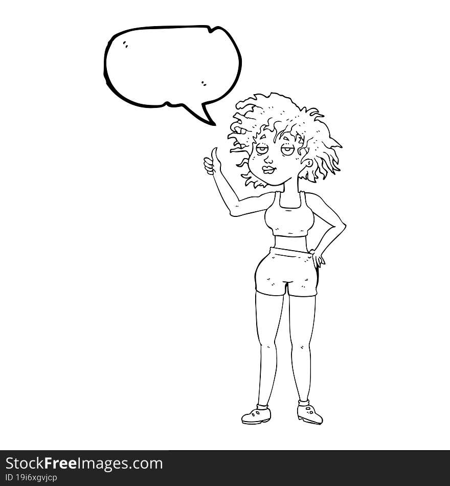 Speech Bubble Cartoon Tired Gym Woman