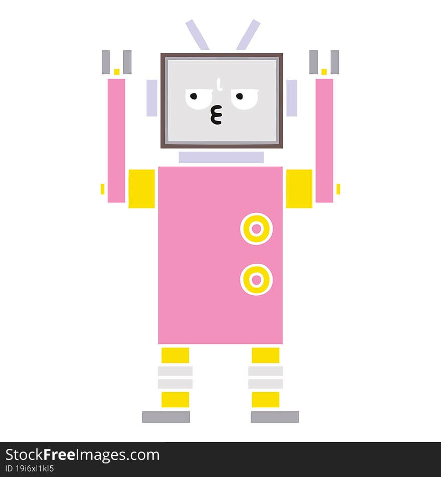 flat color retro cartoon of a robot