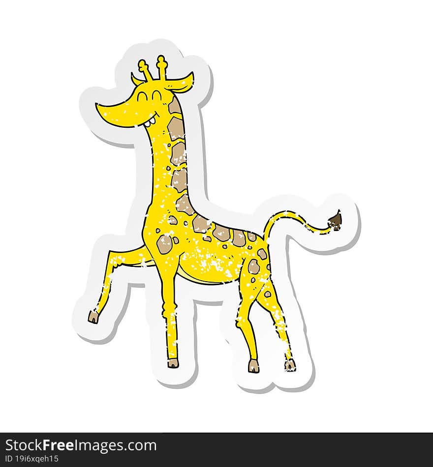 retro distressed sticker of a cartoon giraffe