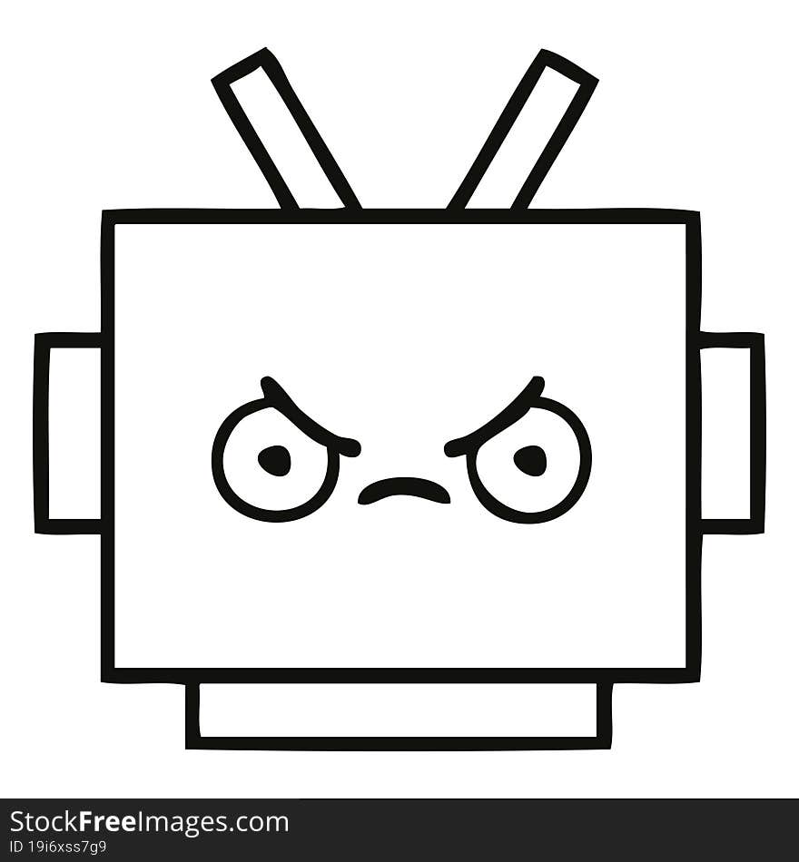 line drawing cartoon robot head