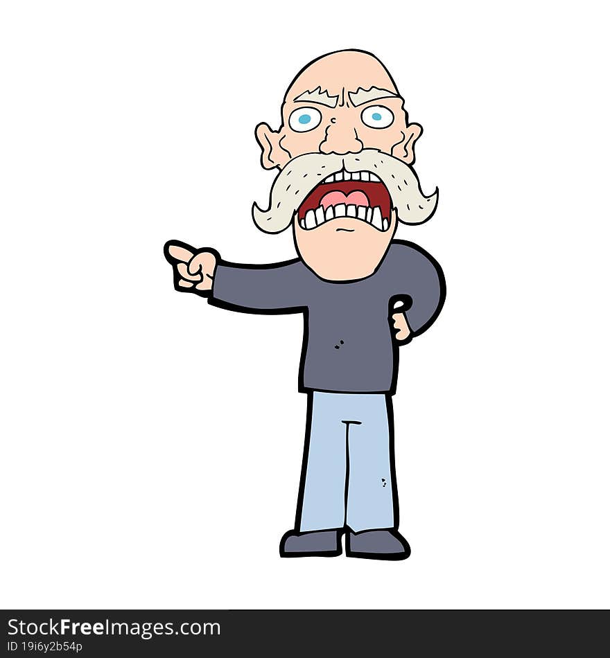 Cartoon Angry Old Man