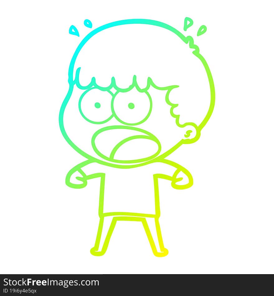 cold gradient line drawing cartoon shocked man