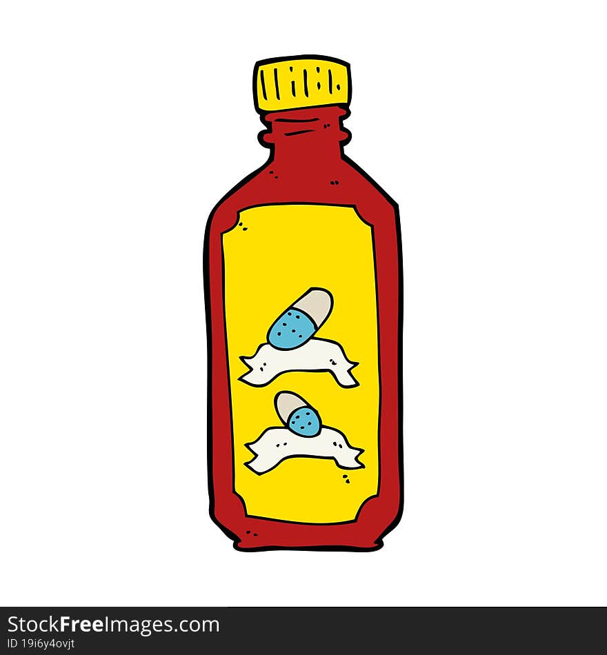 cartoon old bottle of pills