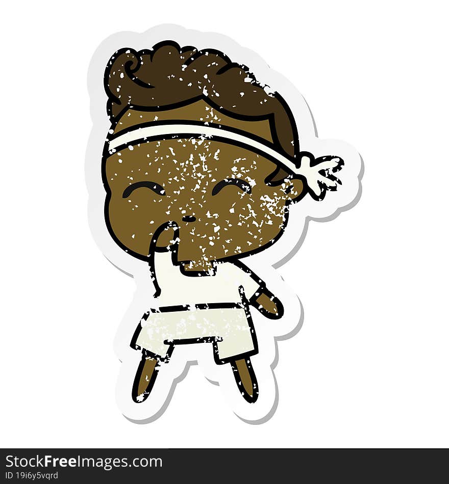 distressed sticker cartoon of kawaii cute fitness boy