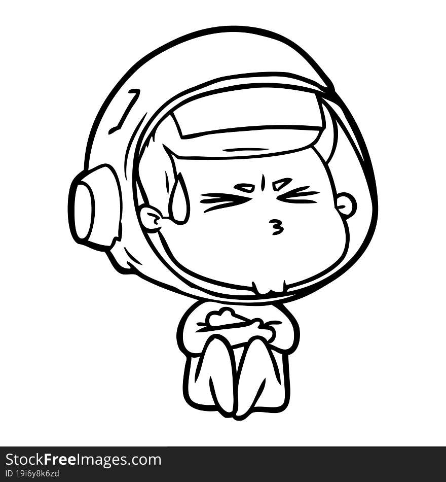 cartoon stressed astronaut. cartoon stressed astronaut