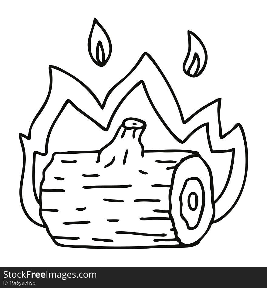 quirky line drawing cartoon campfire