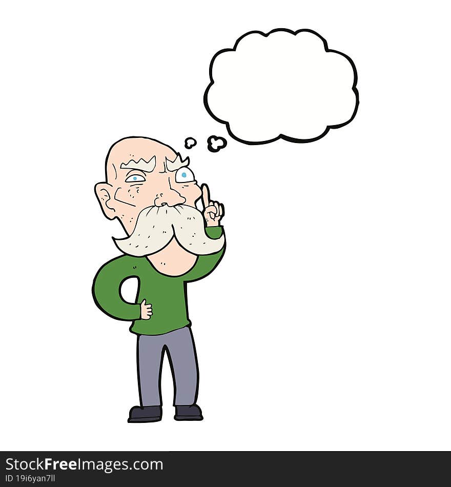 Cartoon Annoyed Old Man With Thought Bubble