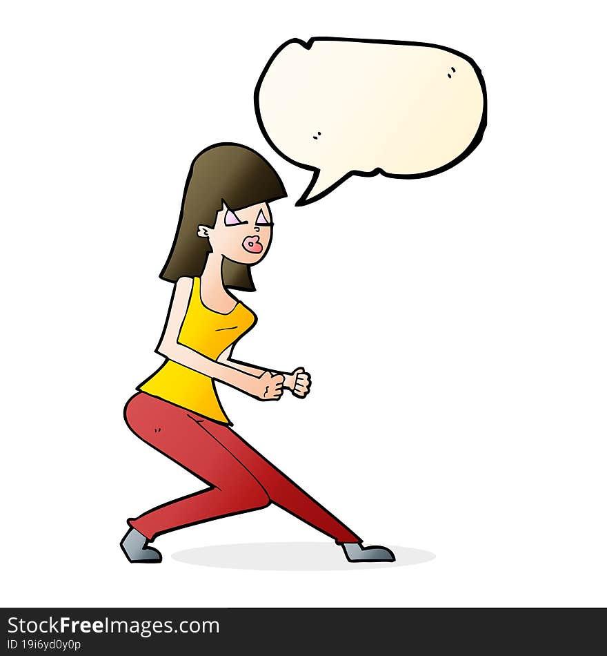 Cartoon Crazy Dancing Girl With Speech Bubble