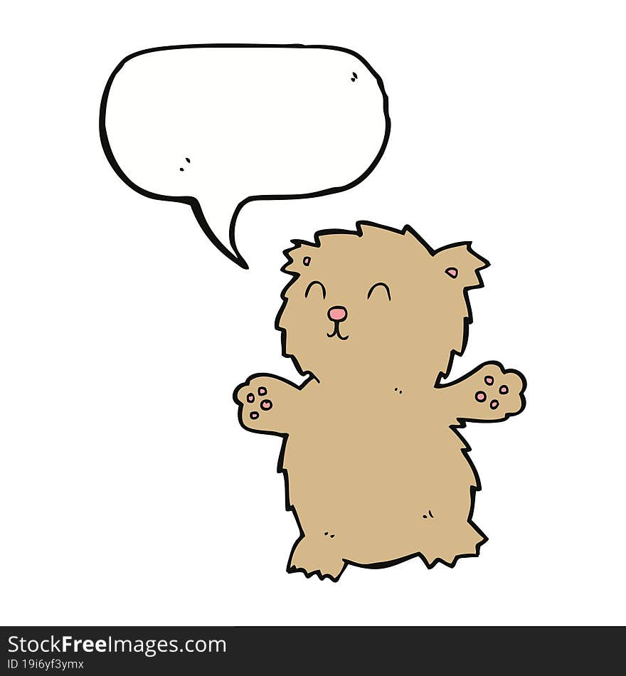 Cartoon Teddy Bear With Speech Bubble