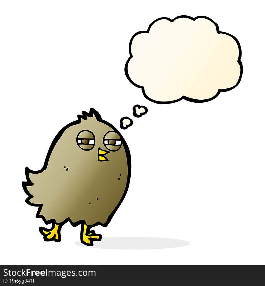 Funny Cartoon Bird With Thought Bubble