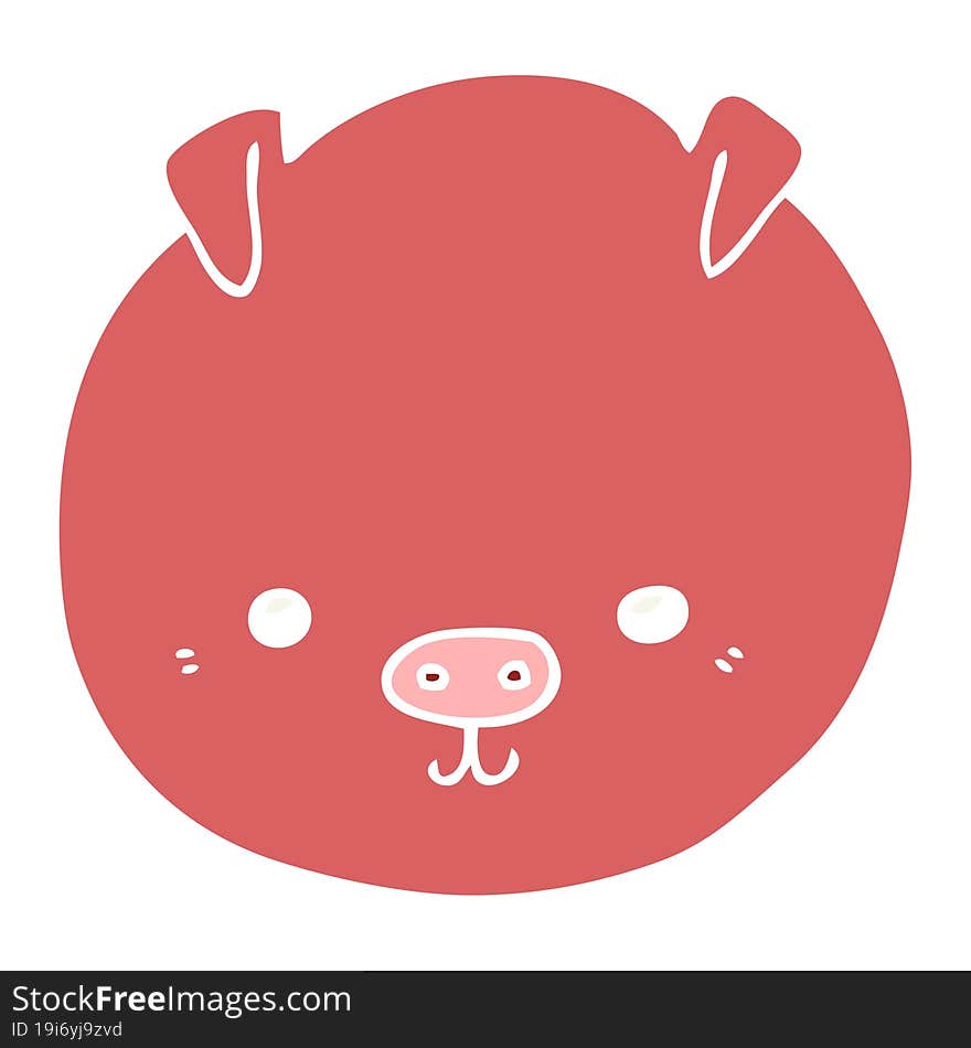 Flat Color Style Cartoon Pig