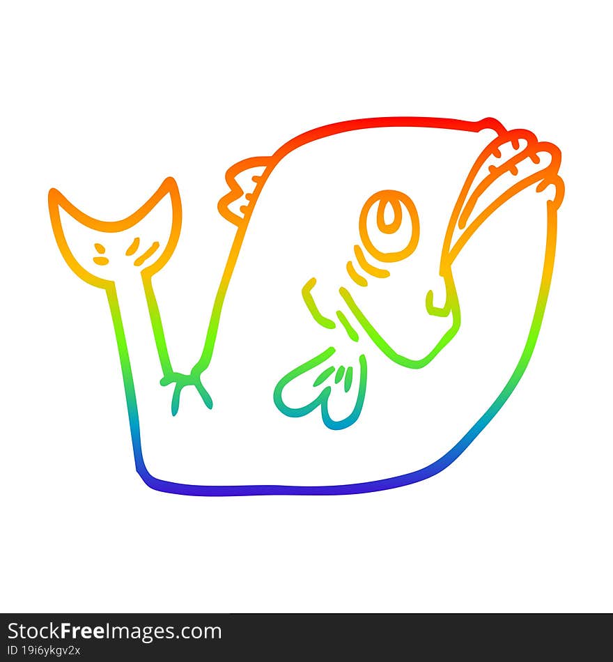 rainbow gradient line drawing funny cartoon fish