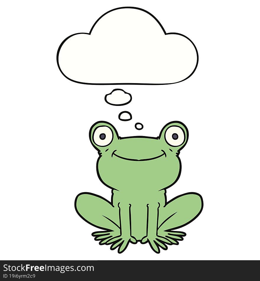 cartoon frog with thought bubble. cartoon frog with thought bubble