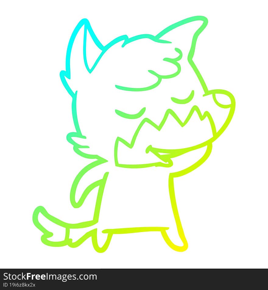 cold gradient line drawing friendly cartoon fox