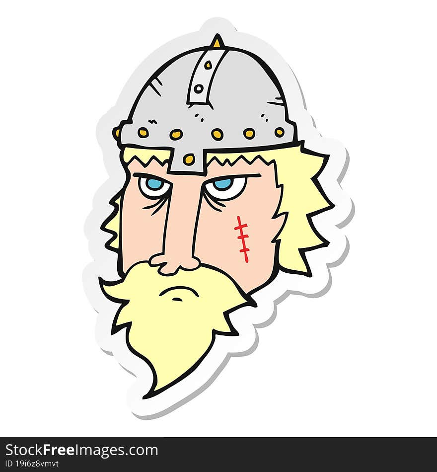 Sticker Of A Cartoon Viking Warrior