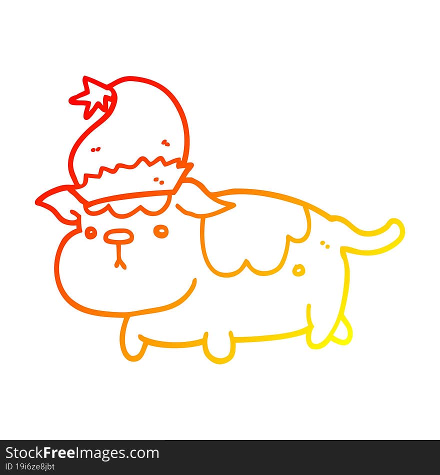 warm gradient line drawing cute christmas dog