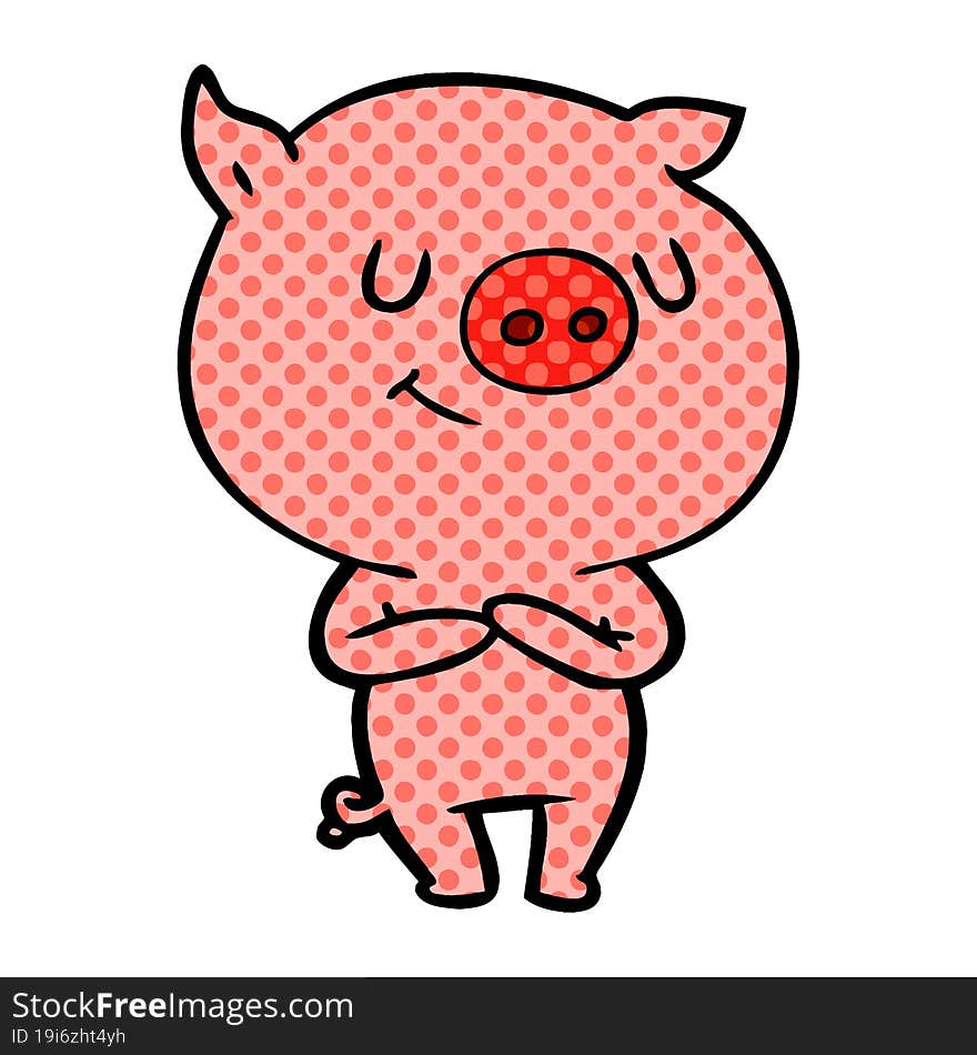 happy cartoon pig. happy cartoon pig