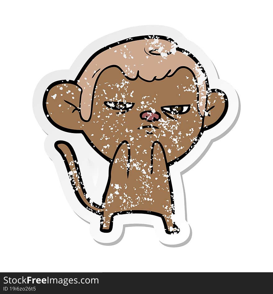 distressed sticker of a cartoon monkey