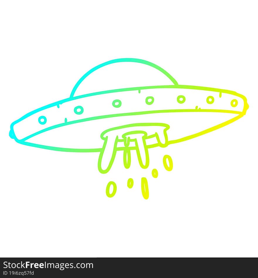 cold gradient line drawing flying UFO