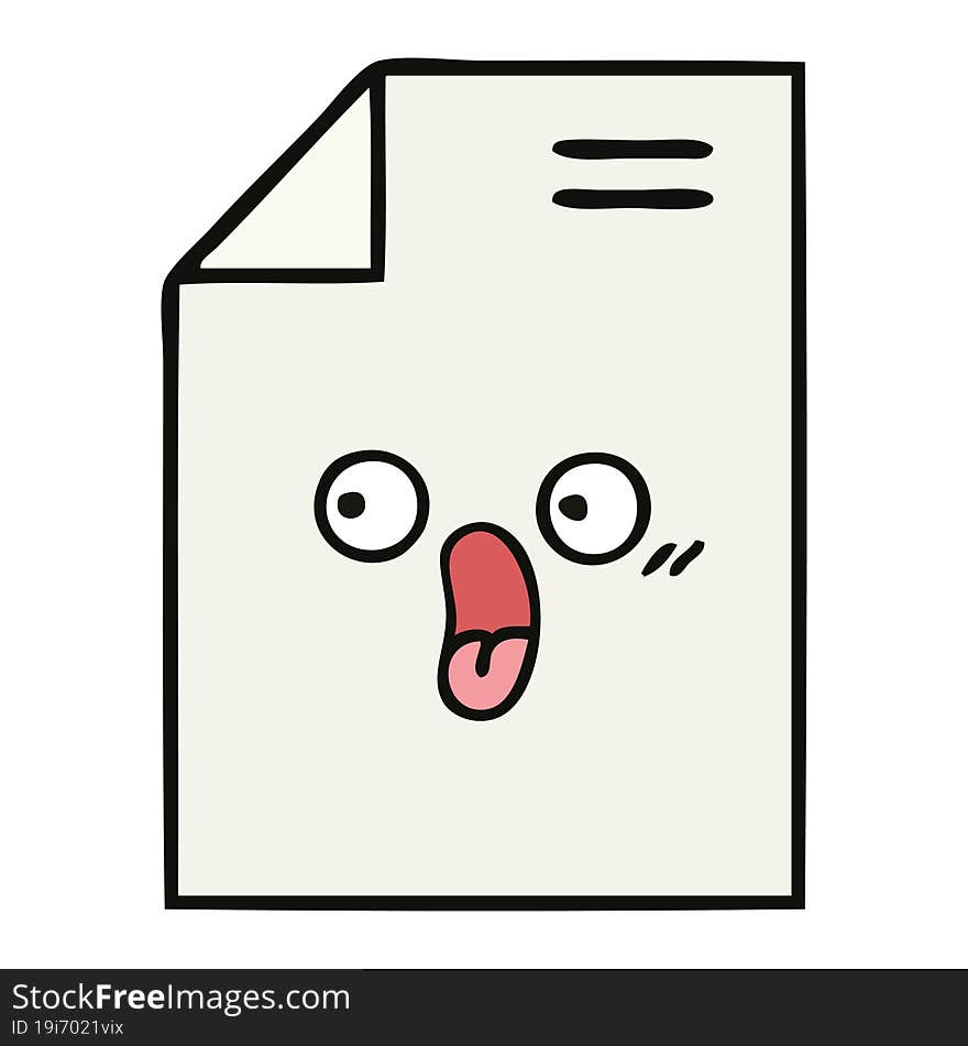 cute cartoon of a sheet of paper. cute cartoon of a sheet of paper