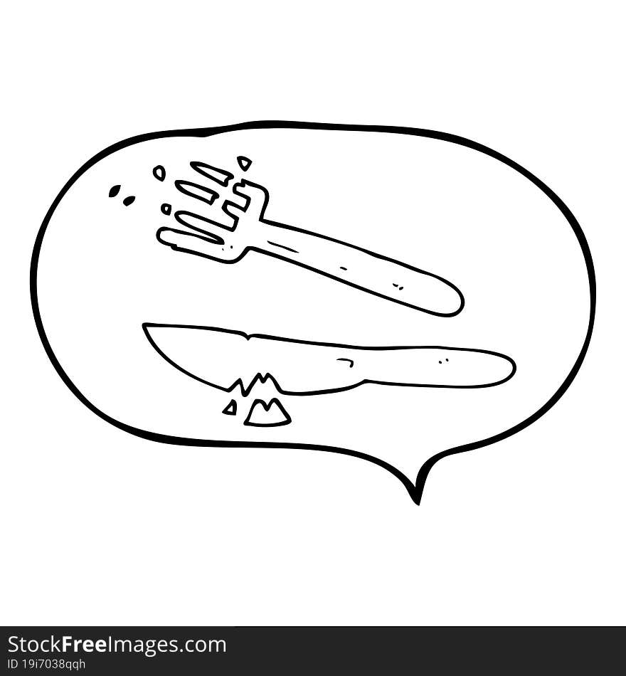 speech bubble cartoon cracked plastic cutlery