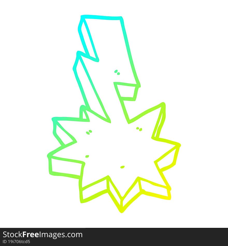 Cold Gradient Line Drawing Cartoon Lightning Strike