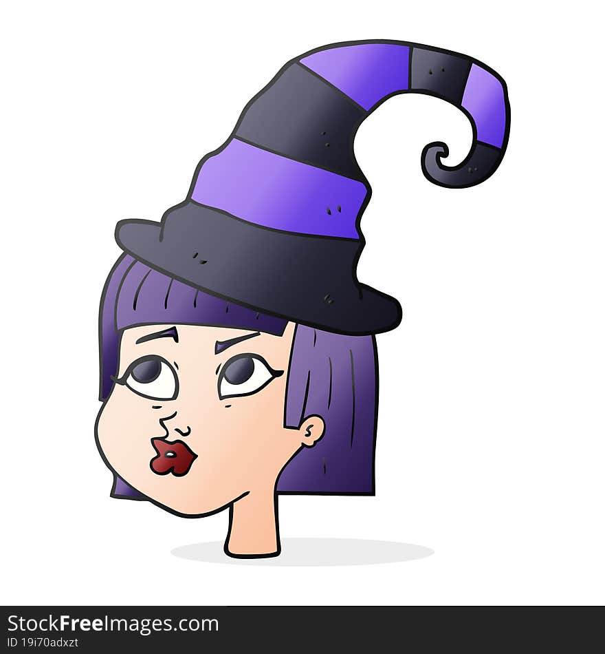 freehand drawn cartoon witch