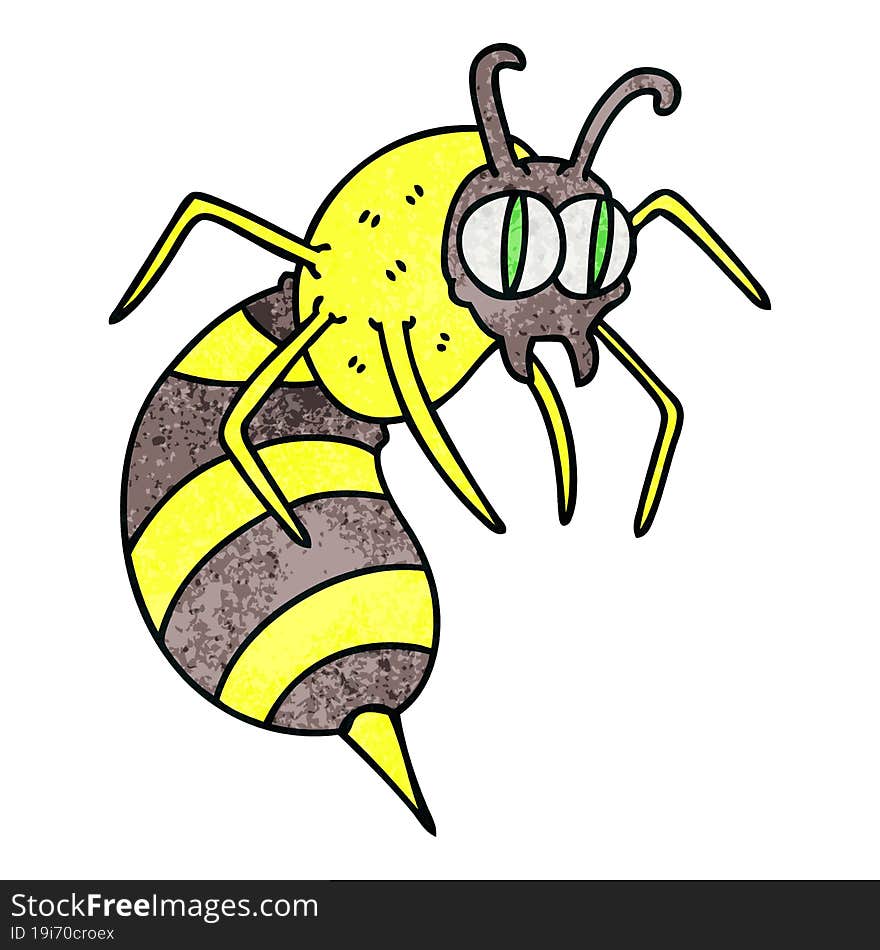 Quirky Hand Drawn Cartoon Wasp