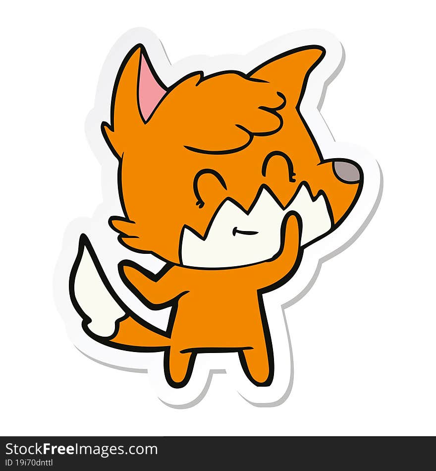 sticker of a cartoon friendly fox