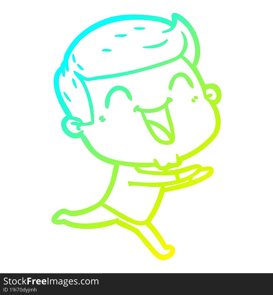 cold gradient line drawing of a cartoon man laughing