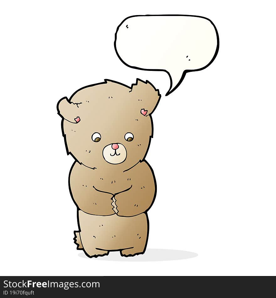 cute cartoon teddy bear with speech bubble