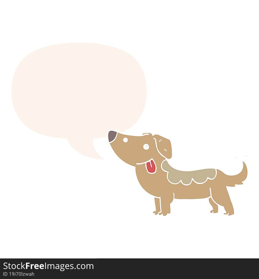 cartoon dog and speech bubble in retro style