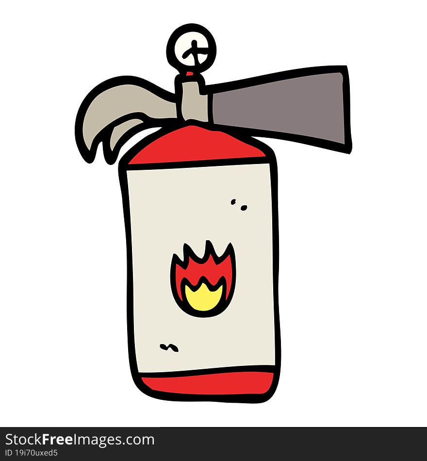 Hand Drawn Doodle Style Cartoon Fire Extinguisher