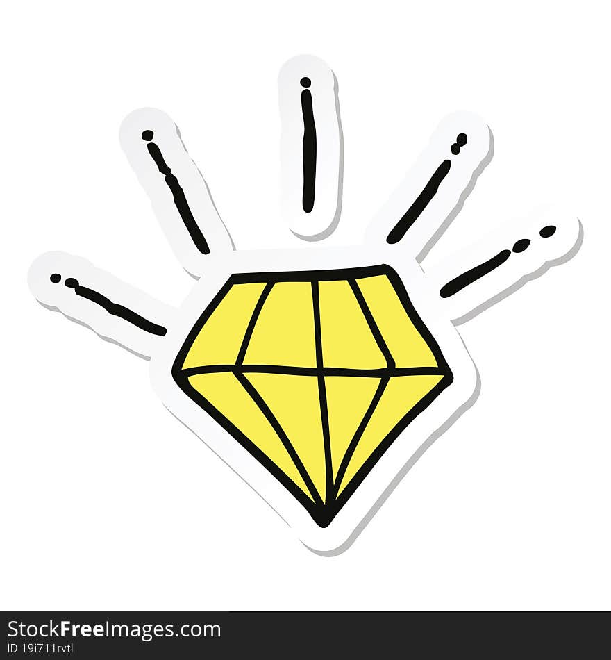 Sticker Of A Cartoon Tattoo Diamond