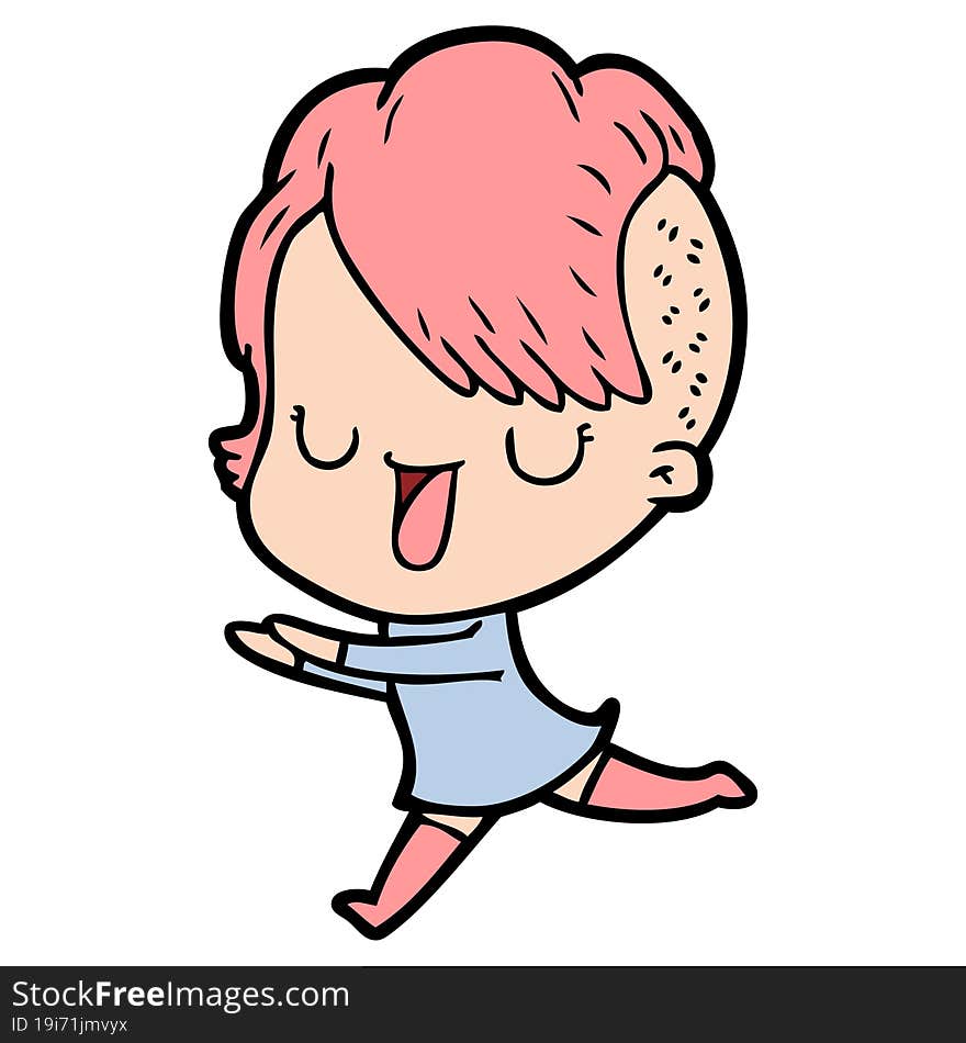 cute cartoon girl with hipster haircut. cute cartoon girl with hipster haircut