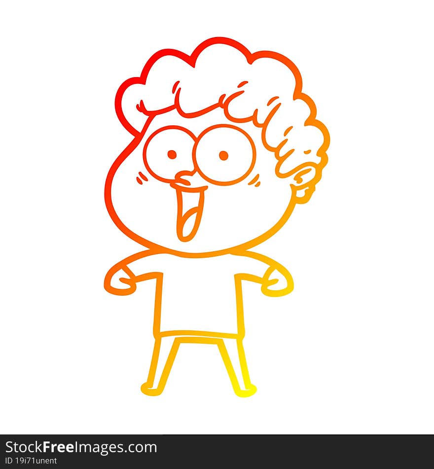 warm gradient line drawing cartoon happy man