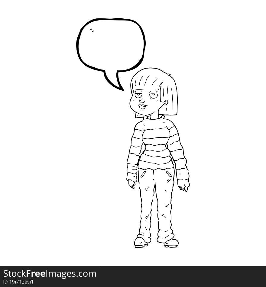 speech bubble cartoon woman in casual clothes