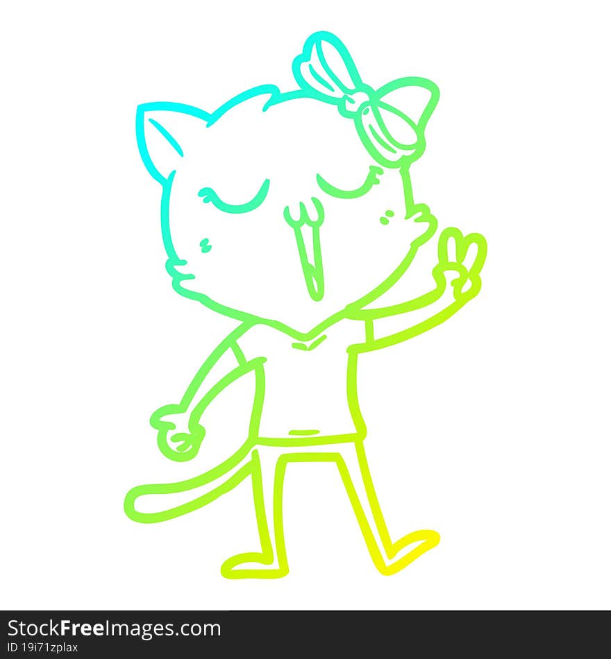 cold gradient line drawing cartoon cat