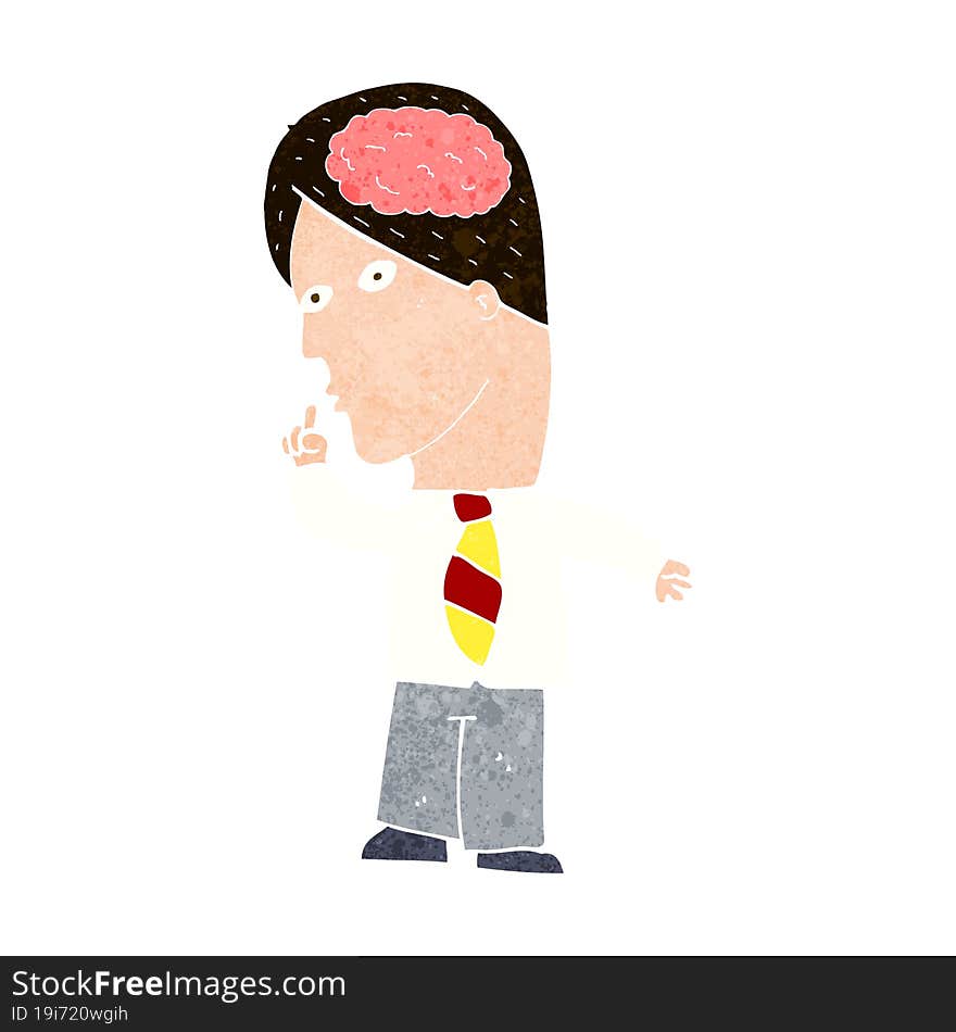 cartoon businessman with huge brain