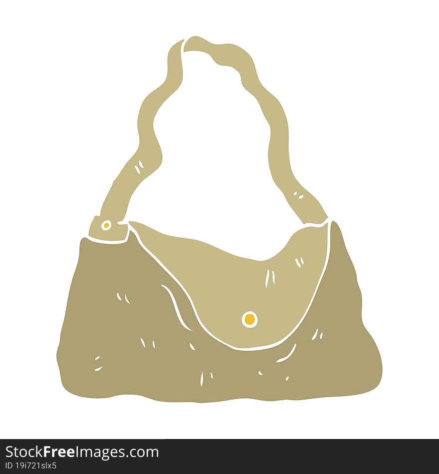 flat color illustration of a cartoon handbag