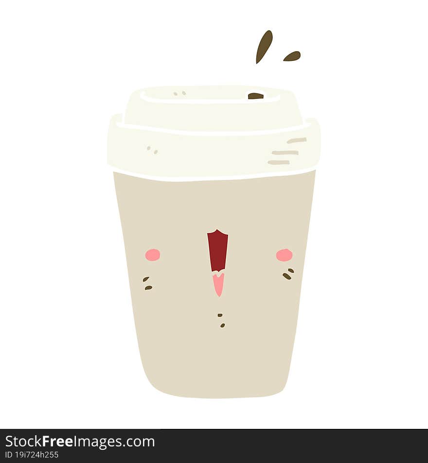 Flat Color Style Cartoon Coffee Cup