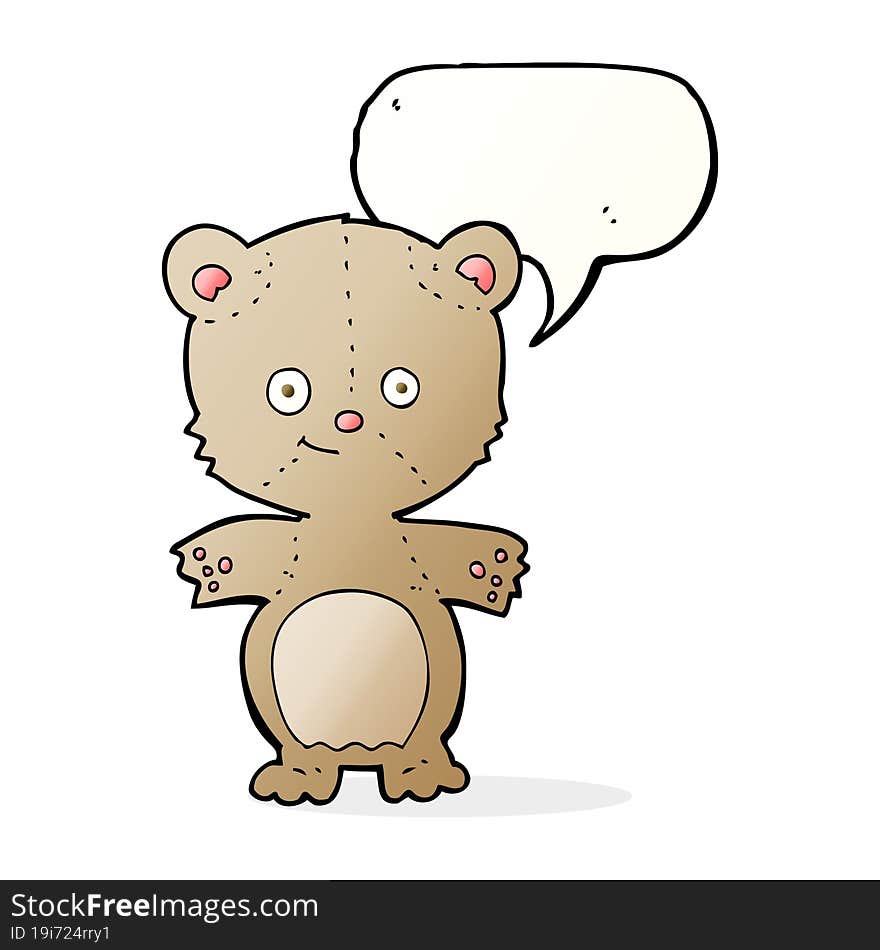 cartoon happy teddy bear with speech bubble