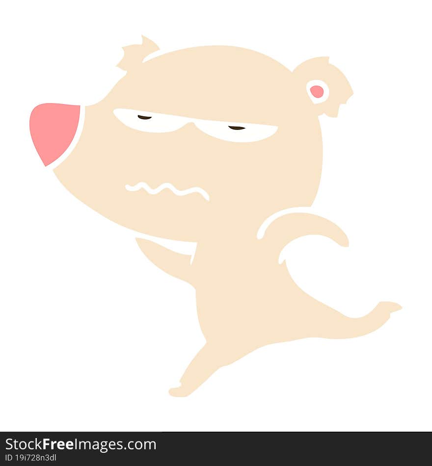 annoyed bear flat color style cartoon running