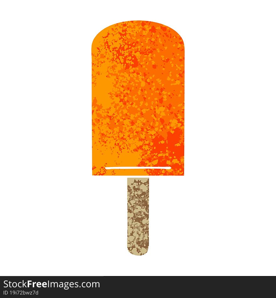 quirky retro illustration style cartoon orange ice lolly