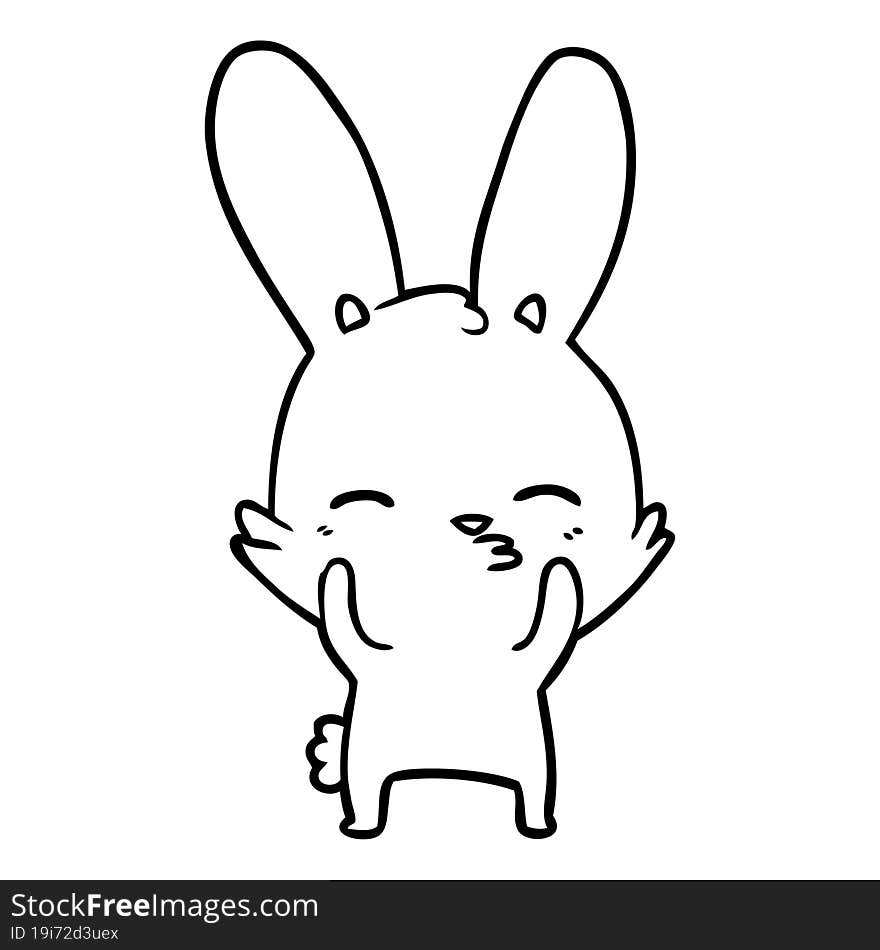 curious waving bunny cartoon. curious waving bunny cartoon